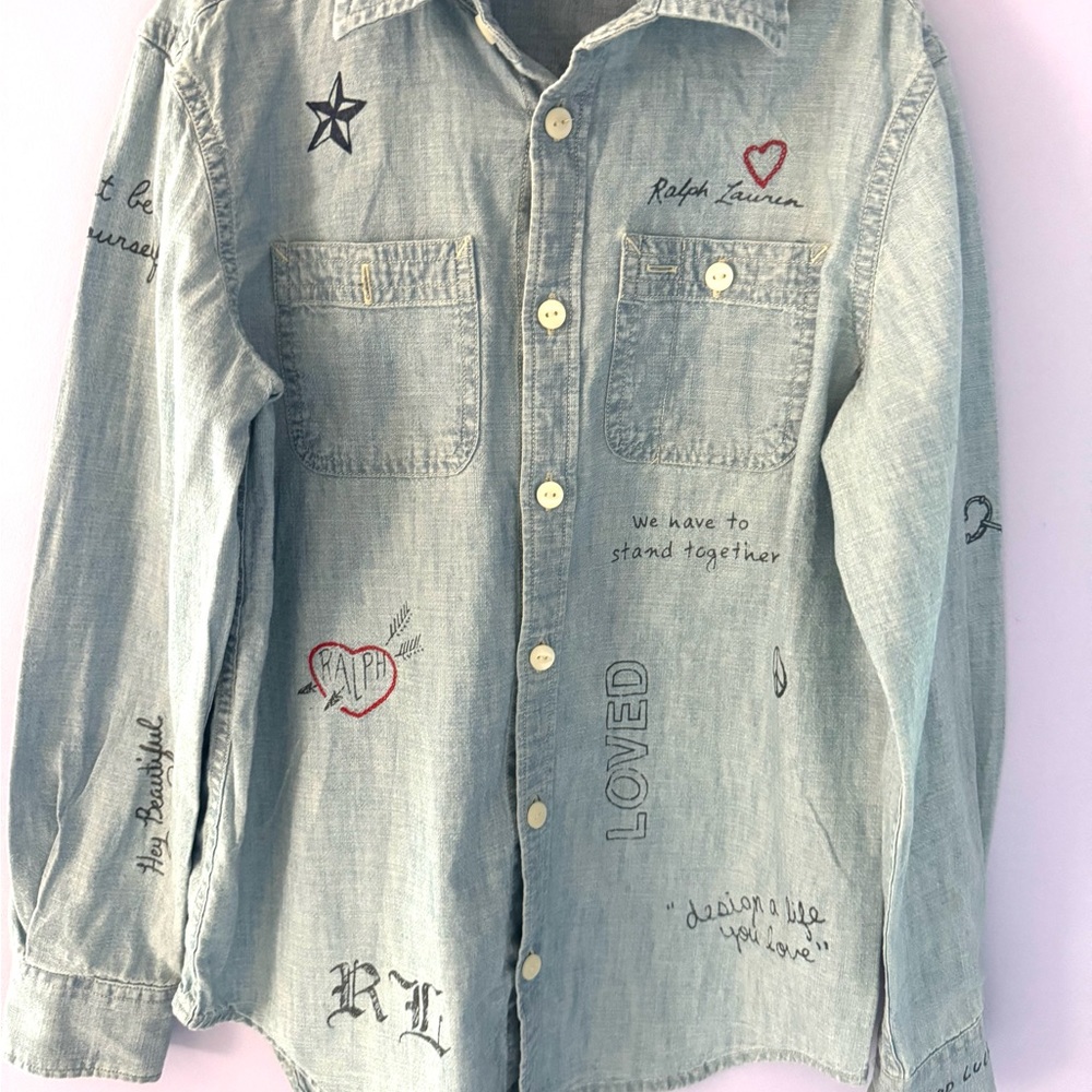 Polo by Ralph Lauren Blue Chambray Girls Button Down Shirt